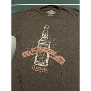 Men’s Music City Nashville Tennessee Short Sleeve T-Shirt LARGE Country Whiskey